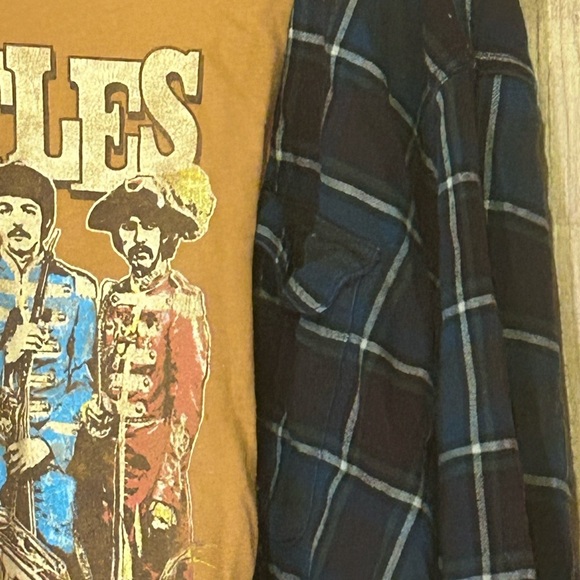 NWT Upcycled Beatles Flannel Tee size L-XXL - Picture 3 of 7